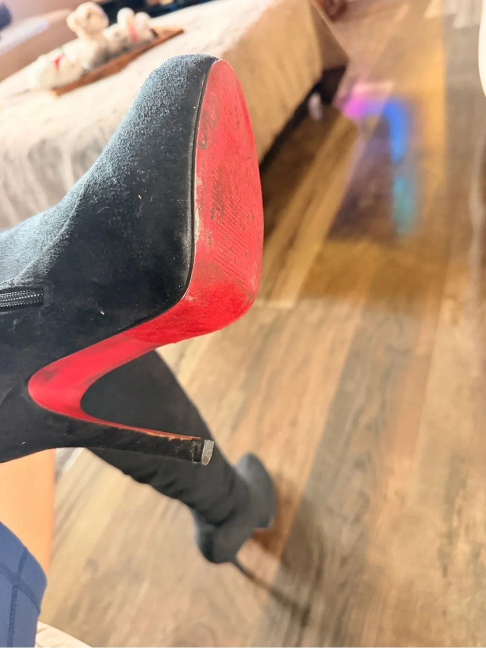 Black Suede Stiletto Ankle Boots - Women